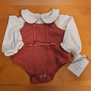 NWT Cloud Island knit Romper onesie outfit 2 Pc Set - Size Newborn
